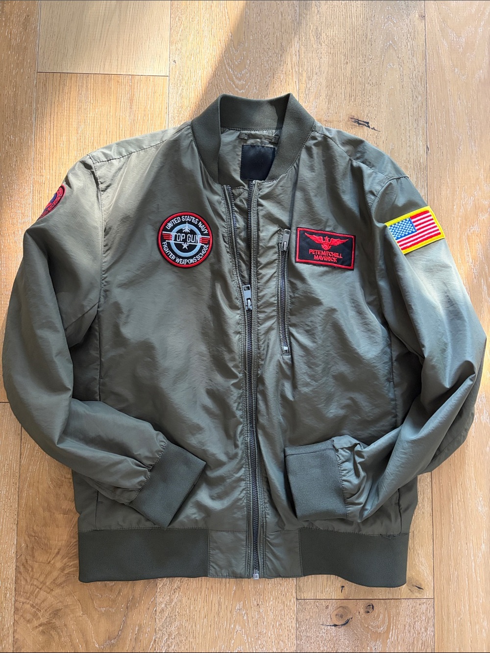 H&M Bomber Jacket with TOP GUN Patches (Men’s Small/Women XS) **COSTUME IDEA**